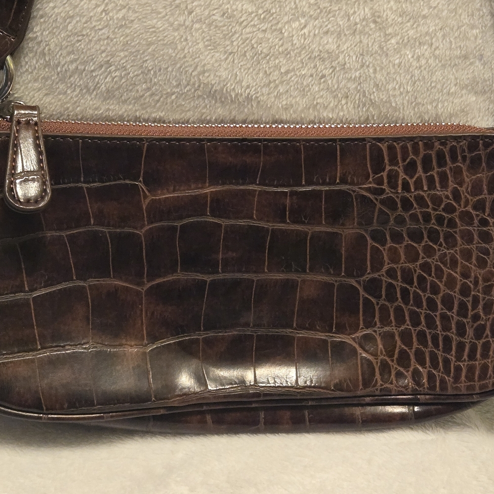 Urban Outfitters Chocolate Brown Croc Mini Handbag Faux Alligator Print